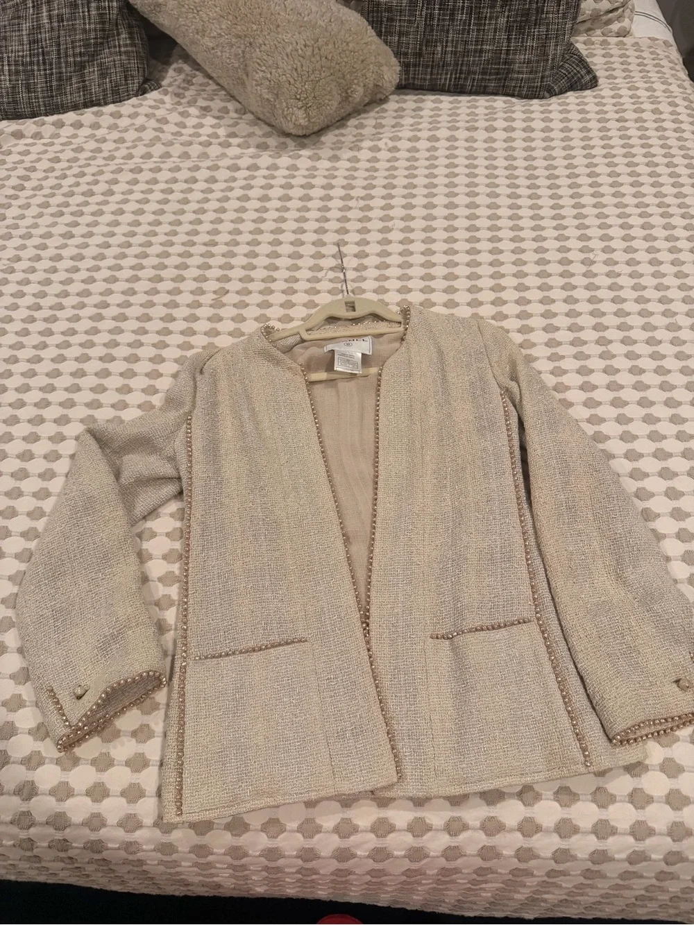 Chanel Cream Bouclé Open-Front Jacket